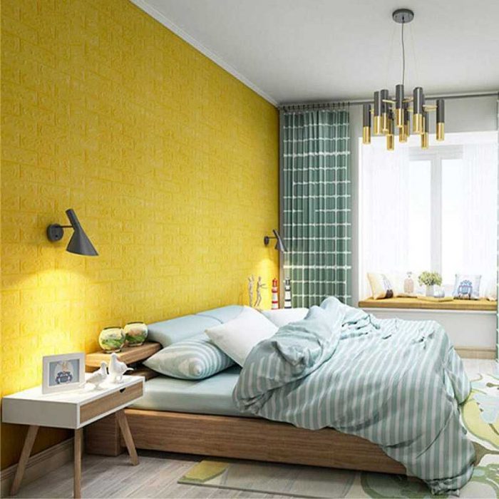 Set 5 Buc Tapet Autoadeziv 3D diverse culori, design caramida 70*77cm 3D, Roz /Verde /Galben /Negru /Albastru /Gri /Mov [15]