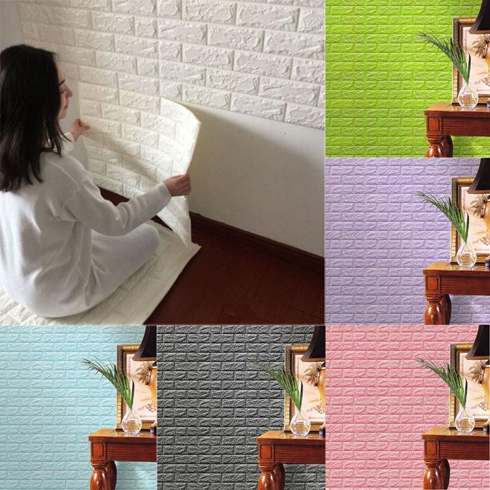 Set 5 Buc Tapet Autoadeziv 3D diverse culori, design caramida 70*77cm 3D, Roz /Verde /Galben /Negru /Albastru /Gri /Mov [8]