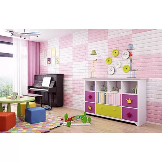 Set 5 Buc Tapet Autoadeziv 3D diverse culori, design caramida 70*77cm 3D, Roz /Verde /Galben /Negru /Albastru /Gri /Mov [2]