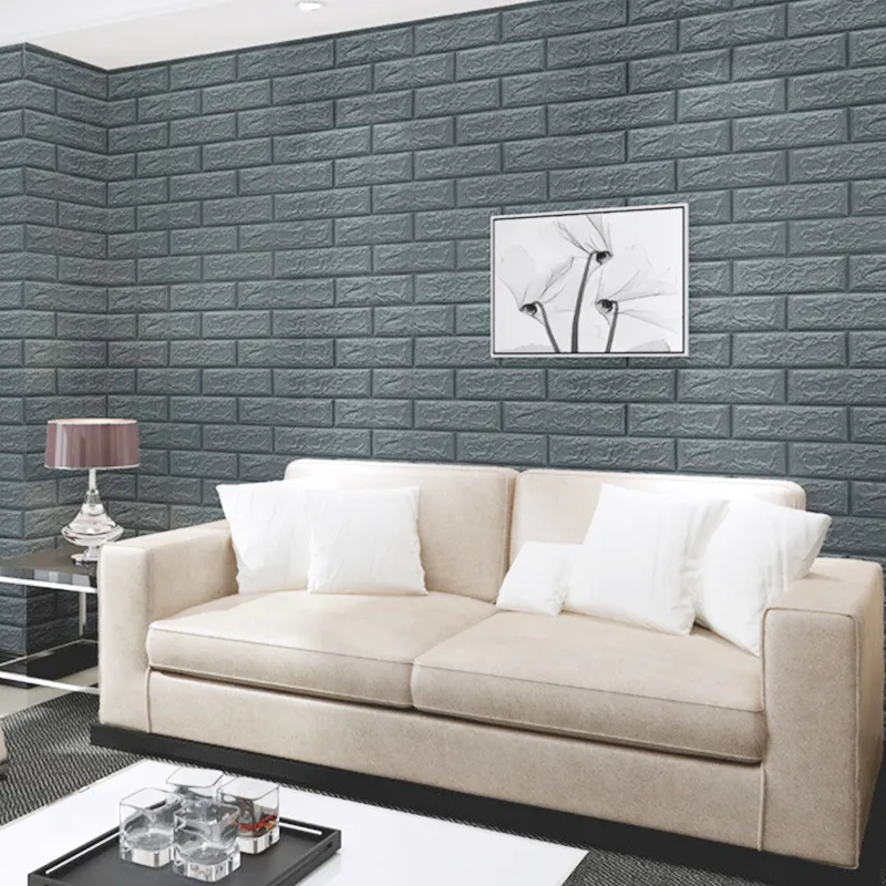 Set 5 Buc Tapet Autoadeziv 3D diverse culori, design caramida 70*77cm 3D, Roz /Verde /Galben /Negru /Albastru /Gri /Mov [10]