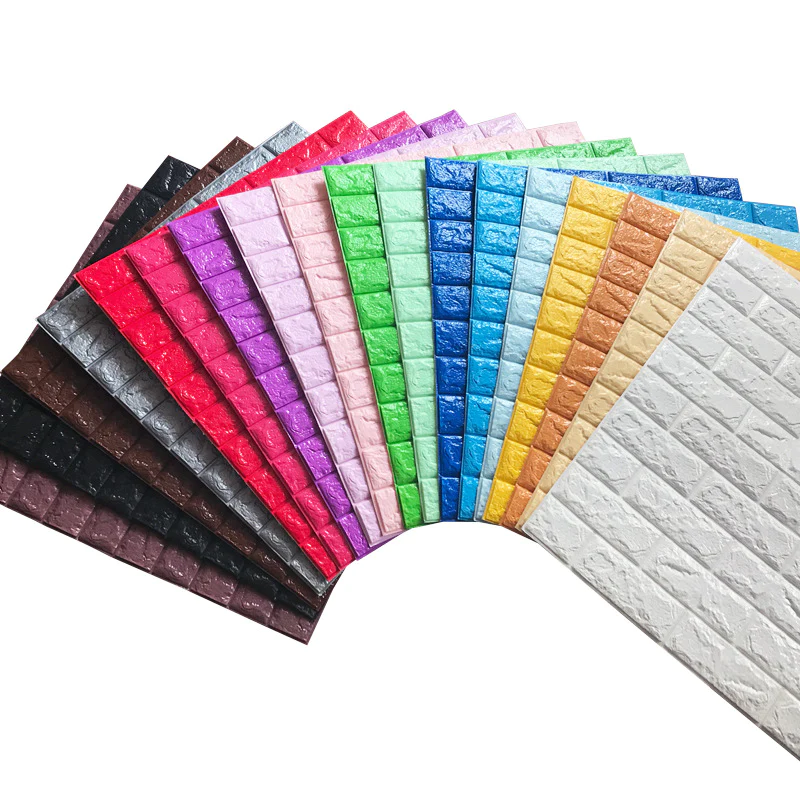 Set 5 Buc Tapet Autoadeziv 3D diverse culori, design caramida 70*77cm 3D, Roz /Verde /Galben /Negru /Albastru /Gri /Mov [5]