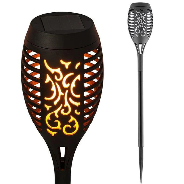 Set 4 x Lampi Solare decorative cu LED, efect de flacara, pentru iluminare gradina, alee [4]