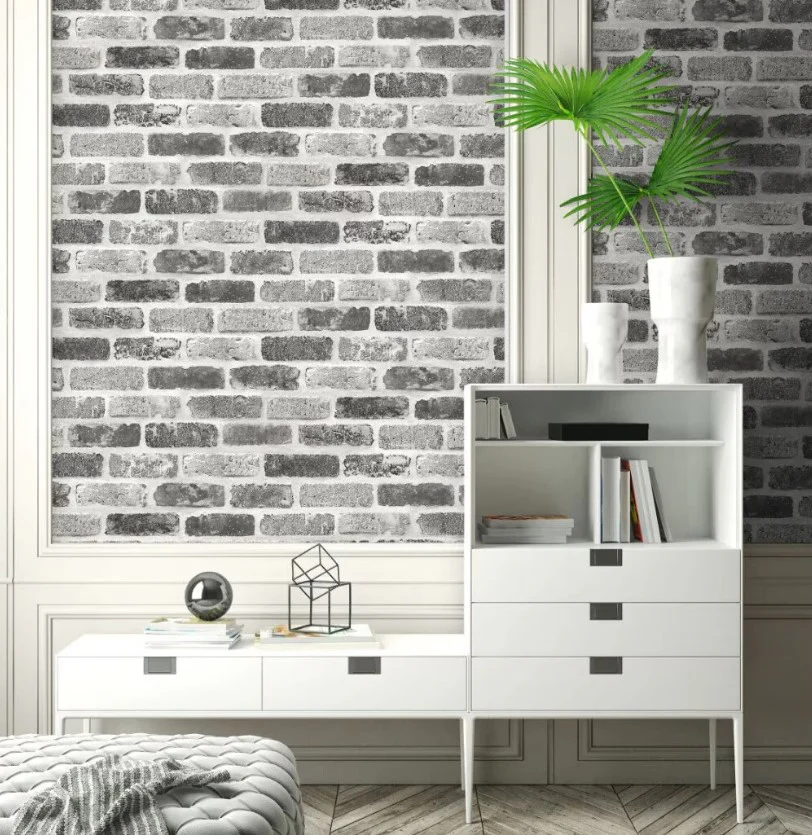 Set 5 x Placa Tapet Autoadeziv decorativ, spuma moale, lavabil, adeziv puternic, usor de montat, 30x60cm, gri, model caramida [7]
