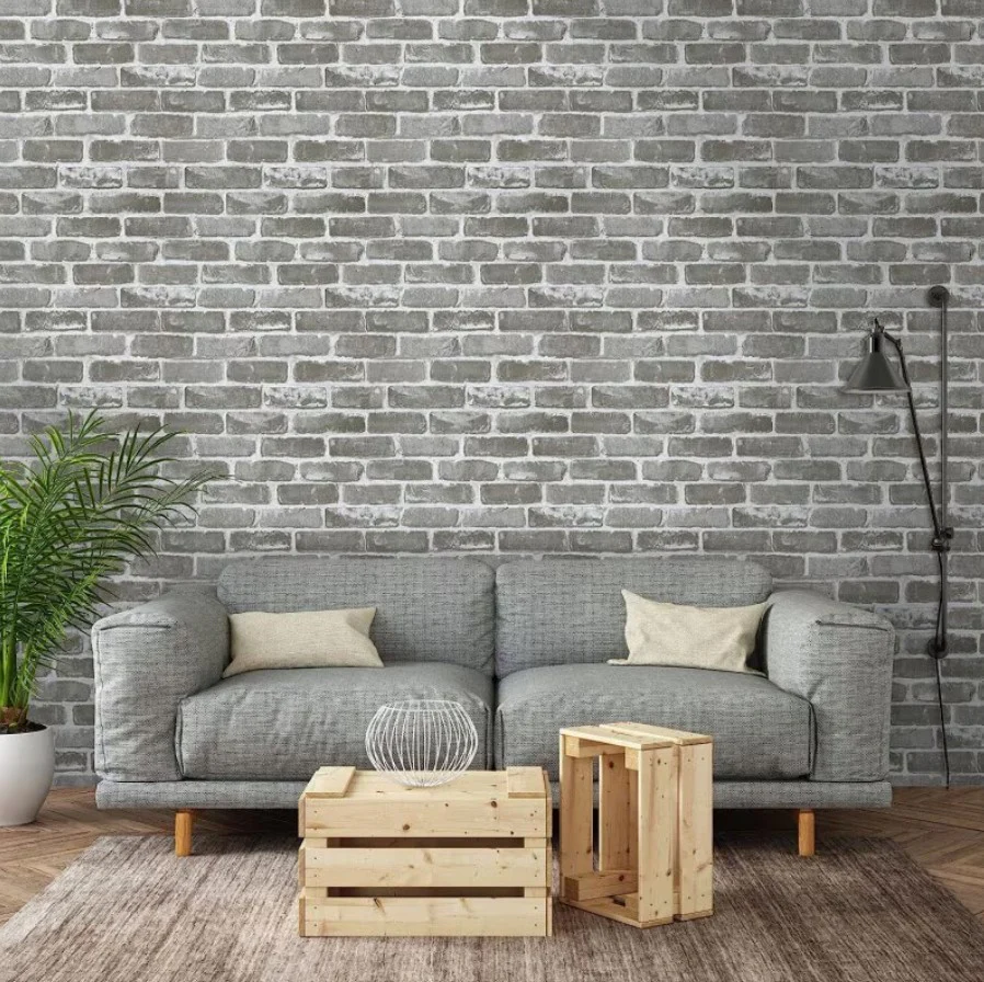 Set 5 x Placa Tapet Autoadeziv decorativ, spuma moale, lavabil, adeziv puternic, usor de montat, 30x60cm, gri, model caramida [2]