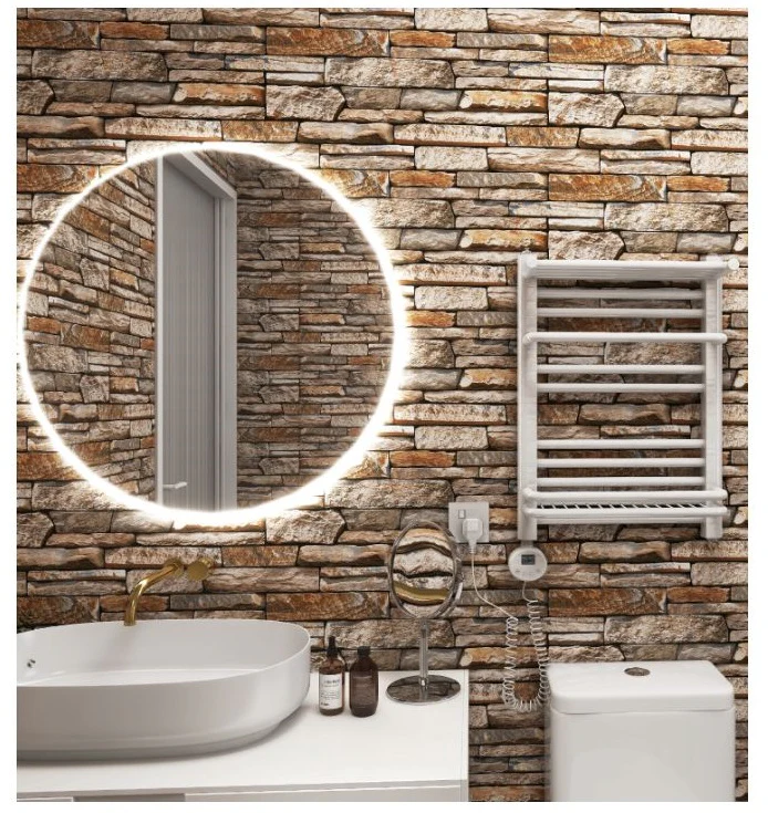 Set 5 x Placa Tapet Autoadeziv decorativ, spuma moale, lavabil, adeziv puternic, usor de montat, 30x60cm, gri, model piatra [2]