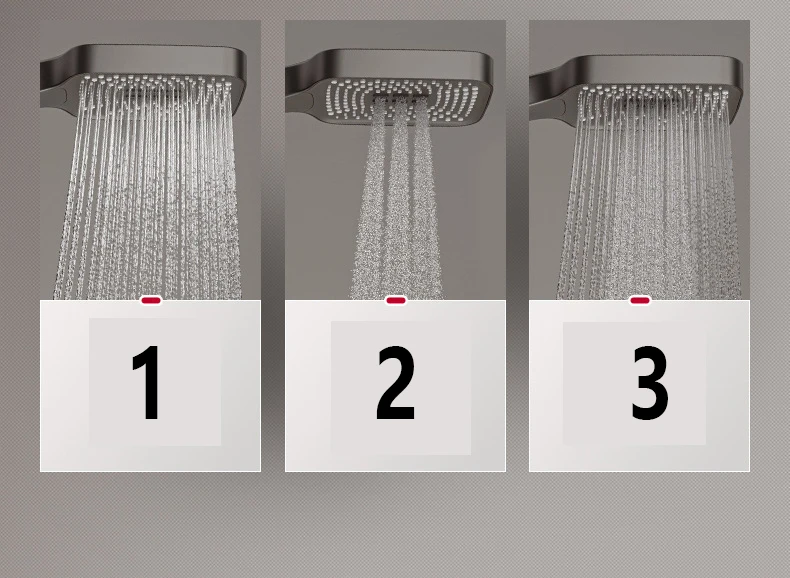 Set Baterie si Coloana de dus tip ploaie, 4 moduri de curgere a apei, Crom Satinat [9]