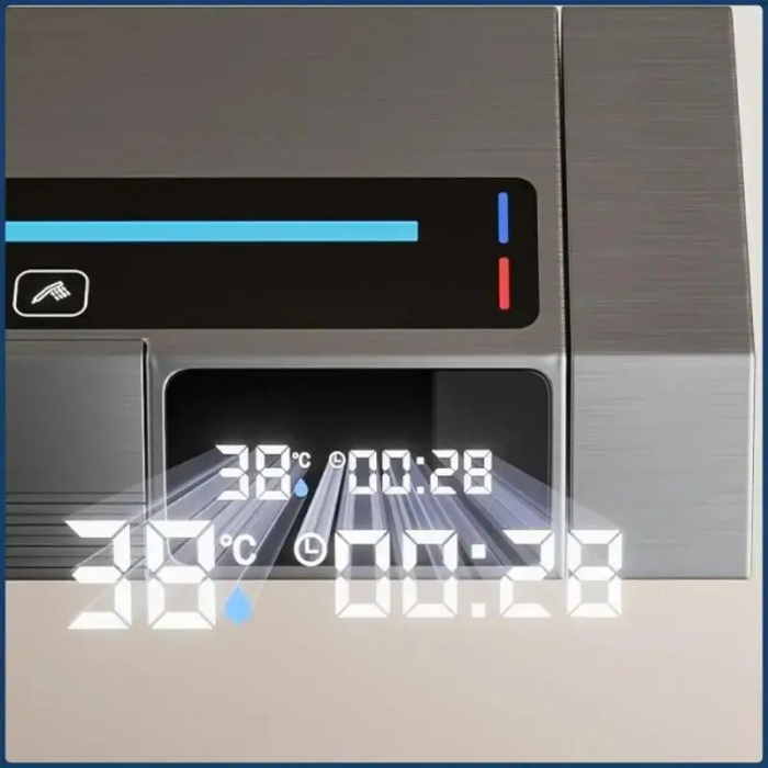 Set Baterie si Coloana de dus tip ploaie, Lumini LED, Afisaj Temperatura, 4 moduri de curgere a apei, Crom Satinat [3]