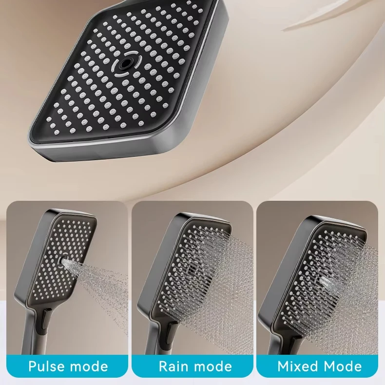 Set Baterie si Coloana de dus tip ploaie, Lumini LED, Afisaj Temperatura, 4 moduri de curgere a apei, Crom Satinat [5]