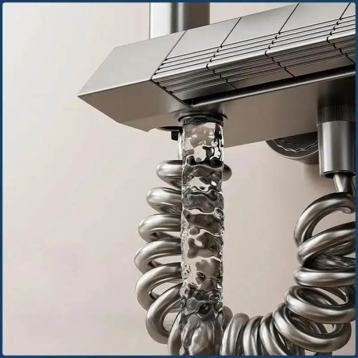 Set Baterie si Coloana de dus tip ploaie, Lumini LED, Afisaj Temperatura, 4 moduri de curgere a apei, Crom Satinat [4]