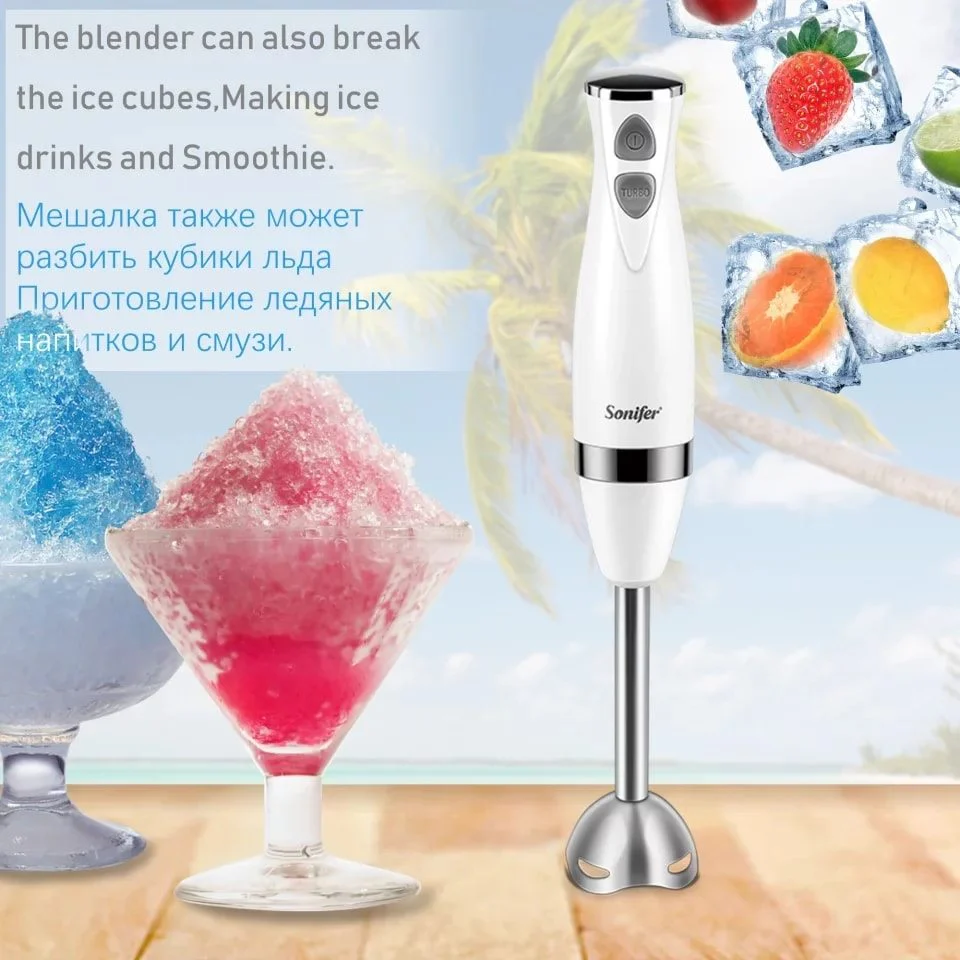 Set Blender 3 in 1 Sonifer SF-8044 cu putere 500W, Mixer vertical, functie Turbo, Multifunctional, alb [7]