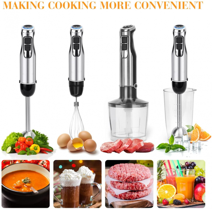 Set Blender de Mana 4 in 1, Functie Turbo, 9 viteze, Cana 500 ml, Tocator 600 ml, 1200W [2]