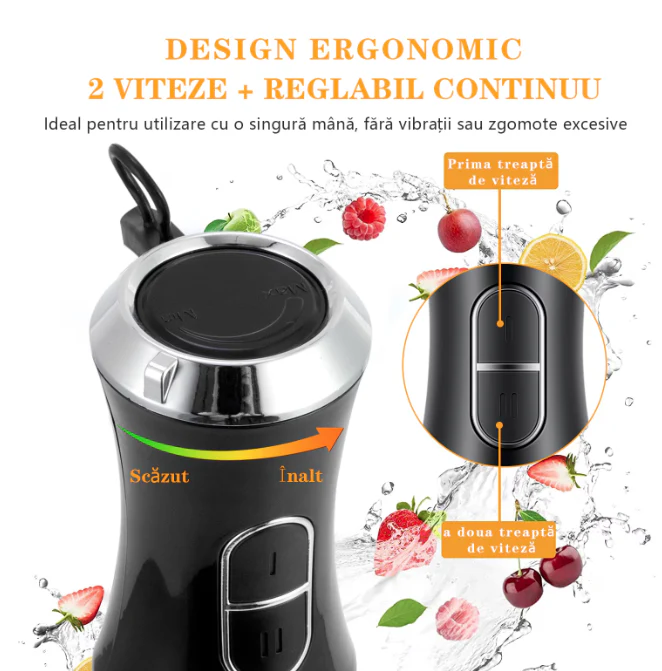 Set Blender de Mana 4 in 1, Functie Turbo, 9 viteze, Cana 500 ml, Tocator 600 ml, 1200W [9]