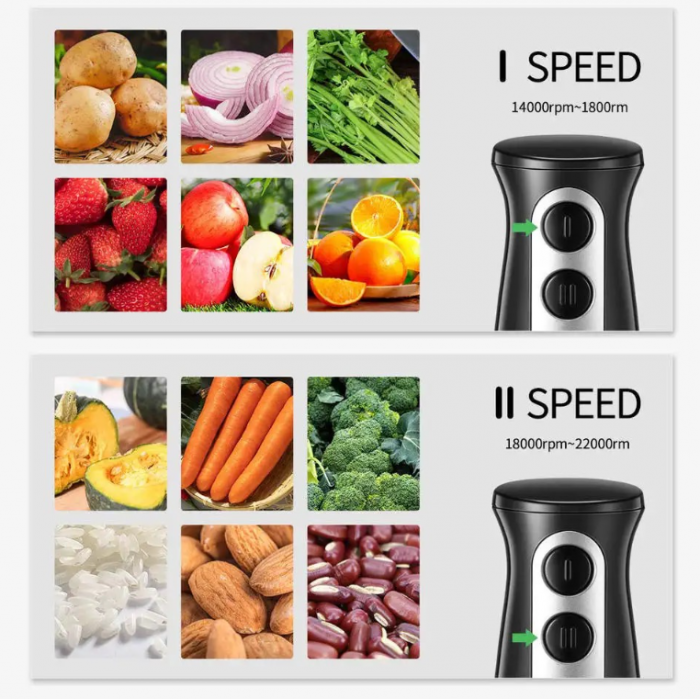 Set Blender de Mana 4 in 1, Functie Turbo, 9 viteze, Cana 500 ml, Tocator 600 ml, 1200W [3]