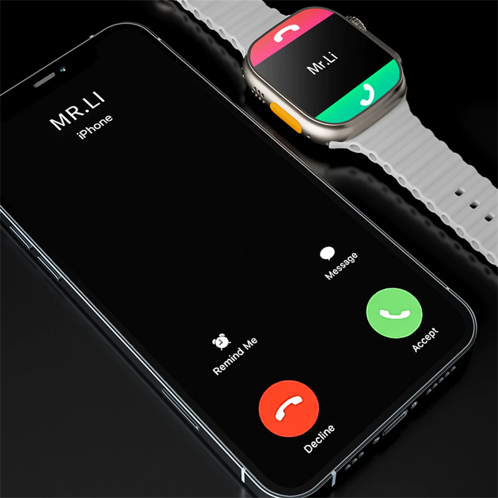 Set Ceas Smartwatch Ultra Plus + Casti Wireless, curea gri, Incarcator wireless [4]