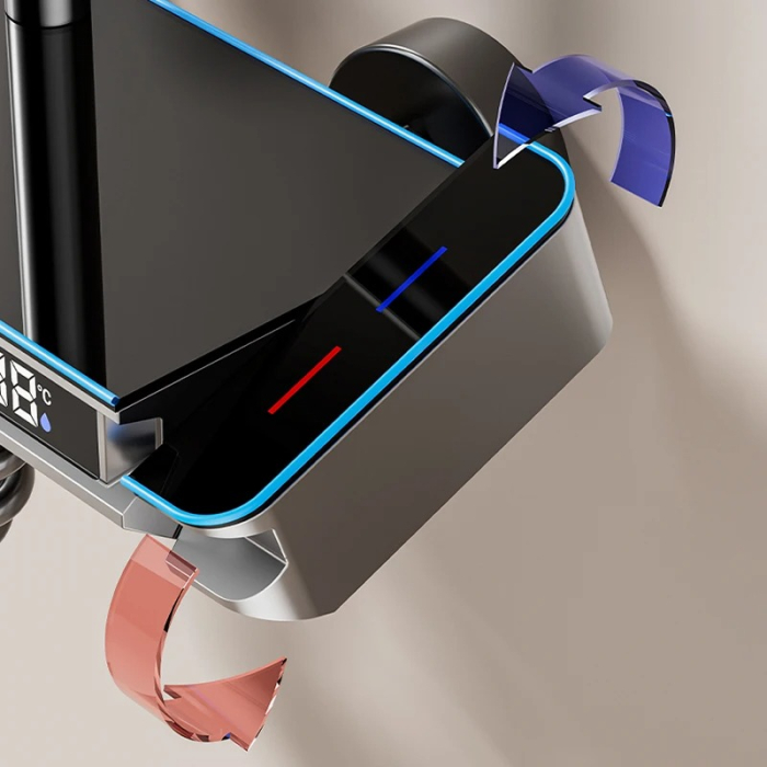 Set Coloana Baterie Dus cu Afisaj Electronic si Lumini LED, 4 Moduri de Curgere a apei, Premium, Negru cu Gri [5]