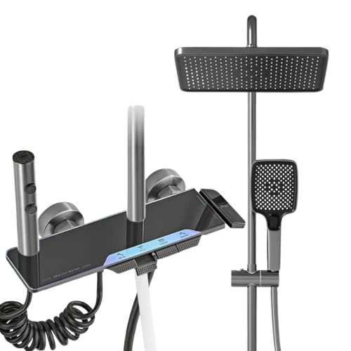 Set Coloana Baterie Dus cu Lumini LED, 4 tipuri de Curgere a apei, Premium, Crom Satinat (Gri) [13]