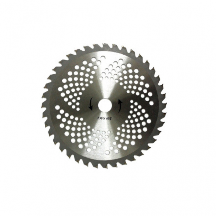Set consumabile motocoasa 6 piese, disc 230x40T vidia, disc curatat teren, lama 3T 255, tambur cu lant drujba si fir 2.4mm x 12m [2]