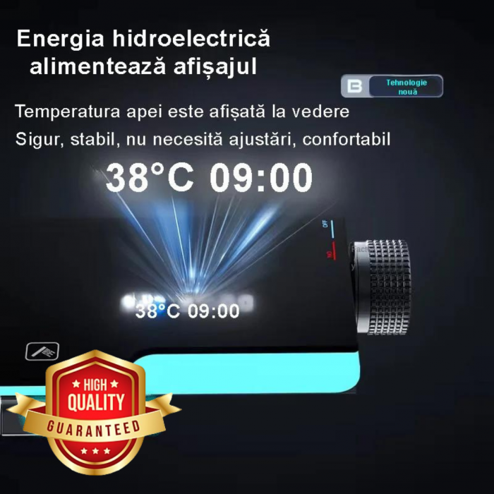 Set de Dus cu Afisaj Digital, Iluminare LED, 4 Functii de curgere a apei, Dus tip Ploaie, Crom Satinat [3]