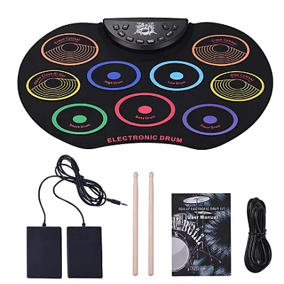 Set de Tobe Electronice pliabile de dimensiune portabilă cu 9 paduri colorate [12]