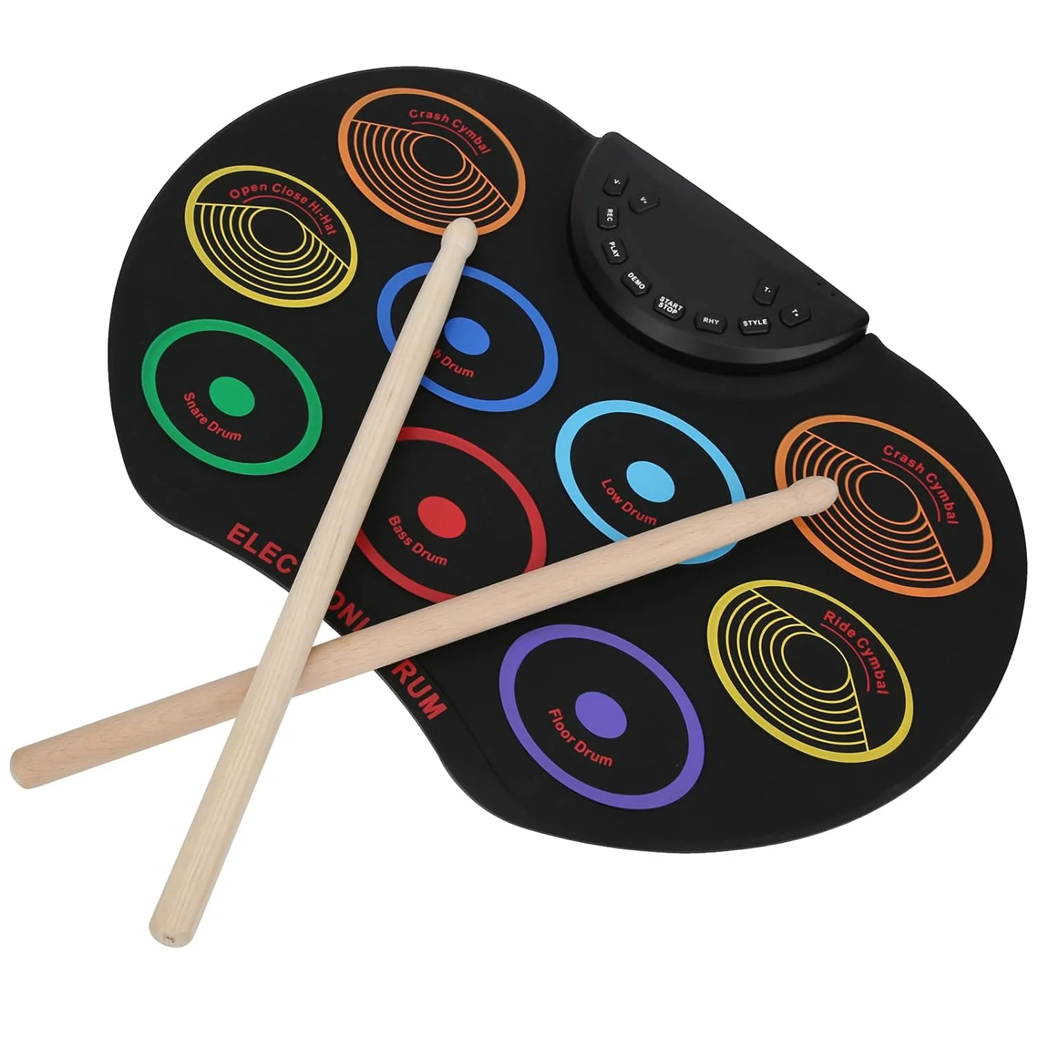 Set de Tobe Electronice pliabile de dimensiune portabilă cu 9 paduri colorate [10]