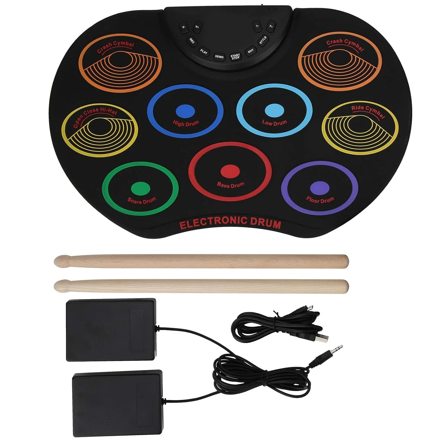 Set de Tobe Electronice pliabile de dimensiune portabilă cu 9 paduri colorate [9]