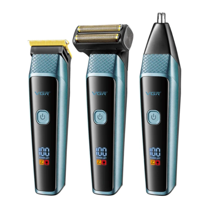 Set de Tuns si Ingrijire Barbati 3 in 1 VGR, Turbo, Display LED, 3 Capete, Autonomie 90 Minute, Auriu, V-366 [14]