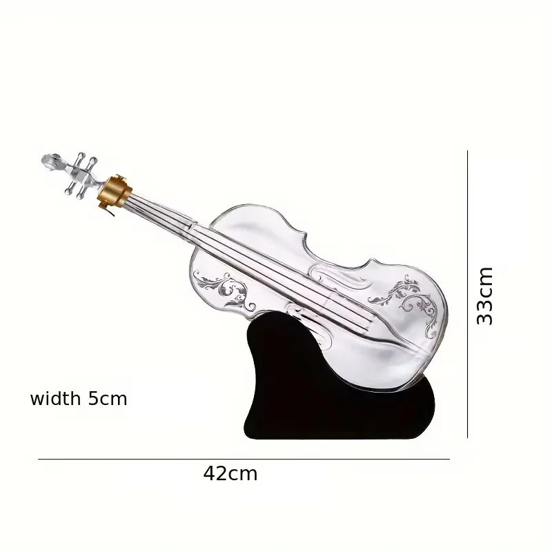 Set decantor in forma de vioara cu 2 pahare si suport din lemn 1000 ml [12]
