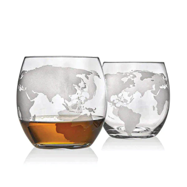 Set decantor The Earth, design glob pamantesc, 2 pahare cu imprimeu modern, 850 ml, Premium [6]