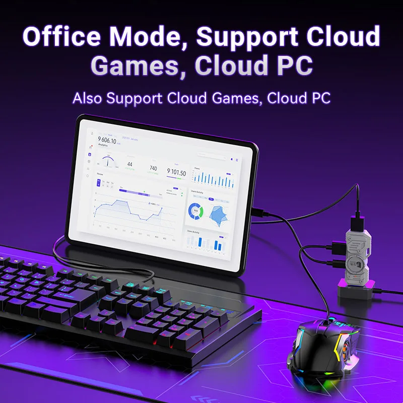 Set Gaming 5 in 1 Plug And Play pentru Jocuri Mobile si PC: Tastatura RGB, mouse DPI ajustabil, converter Bluetooth compatibil Android/IOS [18]