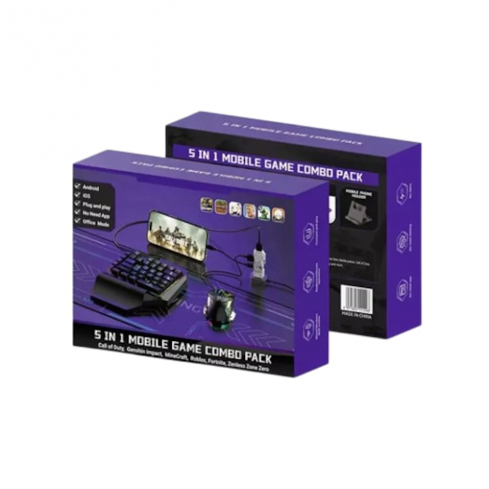 Set Gaming 5 in 1 Plug And Play pentru Jocuri Mobile si PC: Tastatura RGB, mouse DPI ajustabil, converter Bluetooth compatibil Android/IOS [12]
