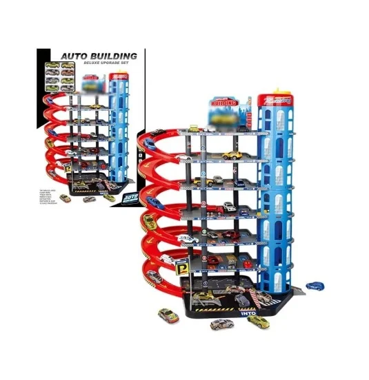 Set Jucarii baieti, Parcare supraetajata cu 7 nivele, 8 masinute metalice, accesorii, 77cm [10]