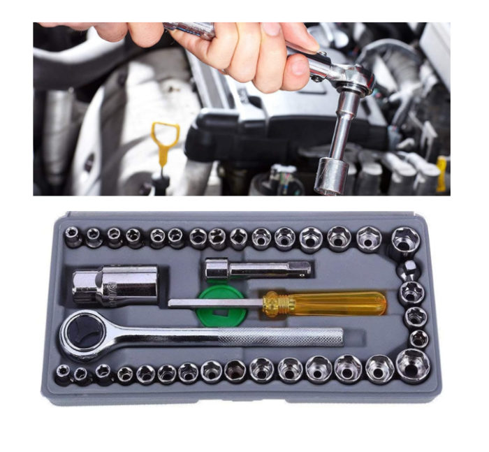 Set Masina de insurubat cu Impact cu 2 Acumulatori 48V + 40 Accesorii si Trusa chei tubulare cu clichet 40 piese [13]