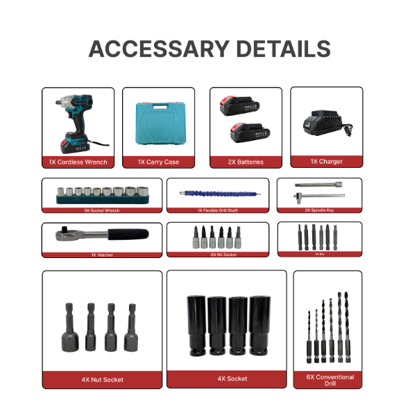 Set Masina de insurubat cu Impact cu 2 Acumulatori 48V + 40 Accesorii si Trusa chei tubulare cu clichet 40 piese [14]