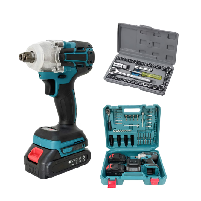 Set Masina de insurubat cu Impact cu 2 Acumulatori 48V + 40 Accesorii si Trusa chei tubulare cu clichet 40 piese [1]