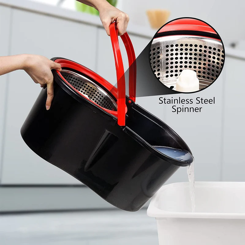 Set mop rotativ cu galeata Flippy, mop din microfibra, rezistent, cu dop scurgere, vas detasabil, capacitate 8 l [5]