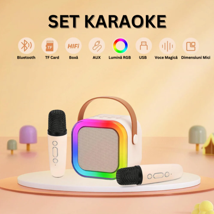Set Smartwatch Ultra Plus si Boxa Karaoke 2 Microfoane Wireless - Smartwatch Apeluri Bluetooth si Sistem Karaoke Portabil [5]
