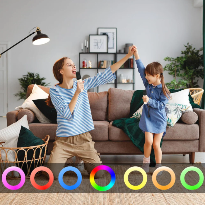 Set Smartwatch Ultra Plus si Boxa Karaoke 2 Microfoane Wireless - Smartwatch Apeluri Bluetooth si Sistem Karaoke Portabil [7]