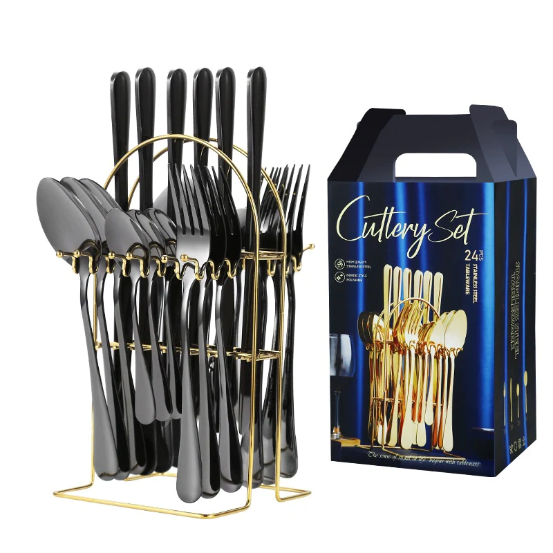 Set tacamuri 24 piese cu suport, otel inoxidabil [7]