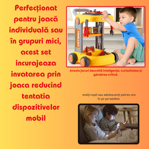 Set Troler Jucarie Cu Unelte de Inginerie pe roti, pentru Copii [9]