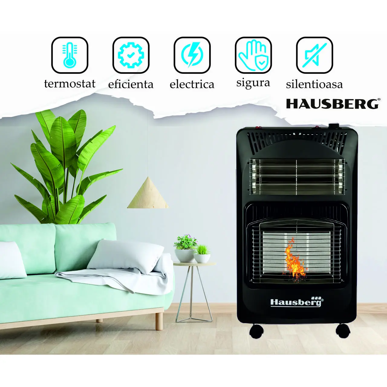 Soba pe gaz si electric, 3 trepte de putere, aprindere electrica, 4.2kW, Hausberg HB 1020 [3]