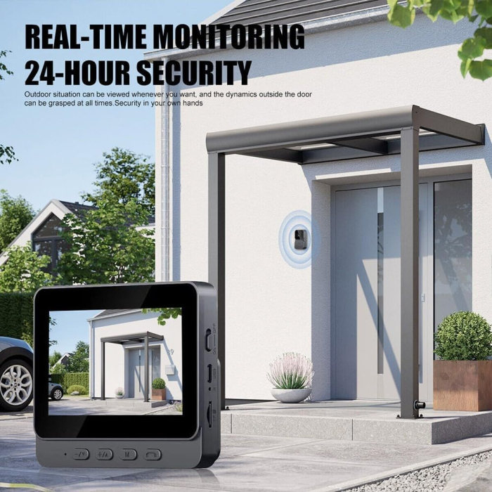 Sonerie Video Smart Wireless, Ecran IPS 4.3 inch, Night Vision, Infrarosu, Interfon Video HD, 8MP, comunicare bidirectionala, unghi de vizualizare 170°, acumulatori incorporati [3]