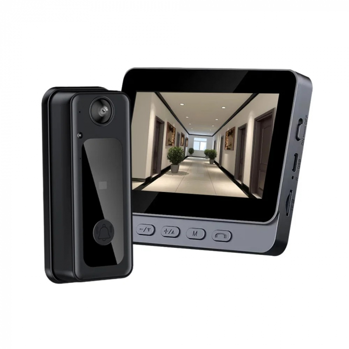 Sonerie Video Smart Wireless, Ecran IPS 4.3 inch, Night Vision, Infrarosu, Interfon Video HD, 8MP, comunicare bidirectionala, unghi de vizualizare 170°, acumulatori incorporati [10]