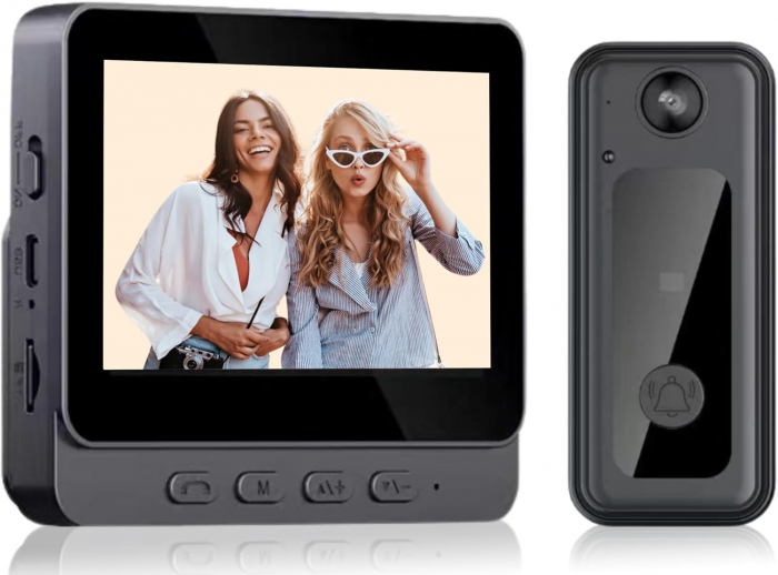 Sonerie Video Smart Wireless, Ecran IPS 4.3 inch, Night Vision, Infrarosu, Interfon Video HD, 8MP, comunicare bidirectionala, unghi de vizualizare 170°, acumulatori incorporati [1]