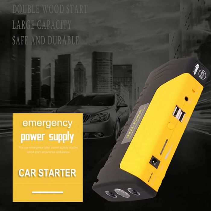Starter auto multifunctional, 32000mAh, 3000A, 12V, Compresor aer, Baterie externa, Lanterna, Pentru motor benzina/diesel [4]