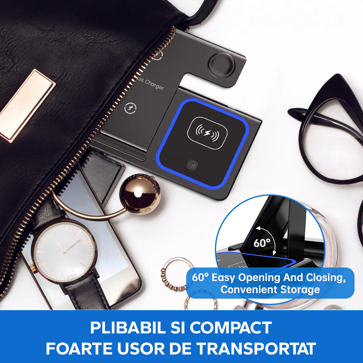 Statie Incarcare rapida 3 in 1 Qi, Fast Charger 15W, Compatibila cu iPhone, Airpods, Apple Watch [4]