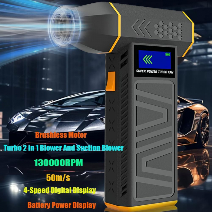 Suflanta Aer fara fir 130.000 RPM, cu Afisaj, Curatare Rapida pentru PC, Tastatura, Masina si Mobilier, Portabila [3]