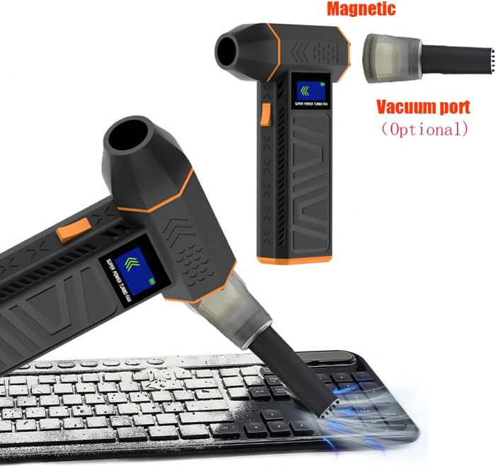 Suflanta Aer fara fir 130.000 RPM, cu Afisaj, Curatare Rapida pentru PC, Tastatura, Masina si Mobilier, Portabila [2]