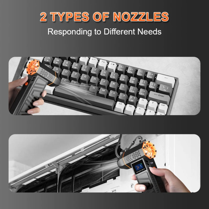 Suflanta Aer fara fir 130.000 RPM, cu Afisaj, Curatare Rapida pentru PC, Tastatura, Masina si Mobilier, Portabila [5]