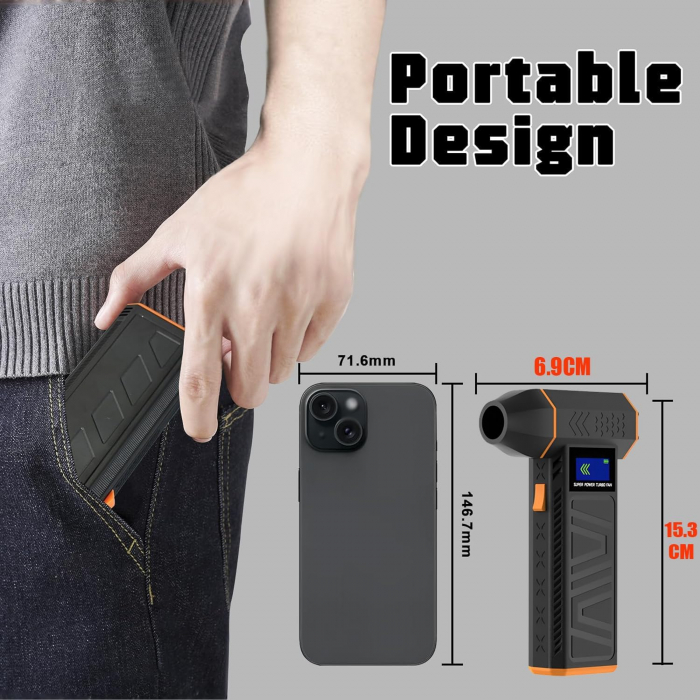 Suflanta Aer fara fir 130.000 RPM, cu Afisaj, Curatare Rapida pentru PC, Tastatura, Masina si Mobilier, Portabila [7]