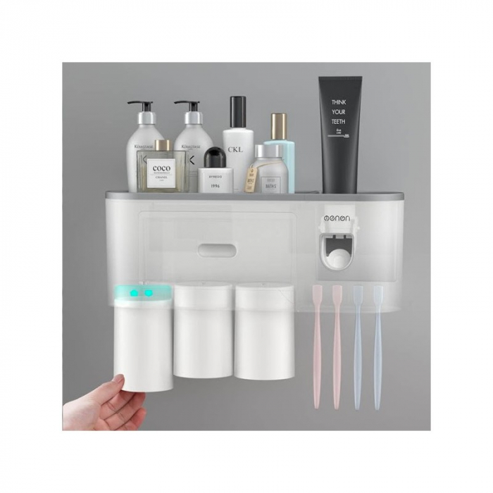 Suport 2 pahare magnetice si dispenser pasta de dinti cu 4 periute [5]
